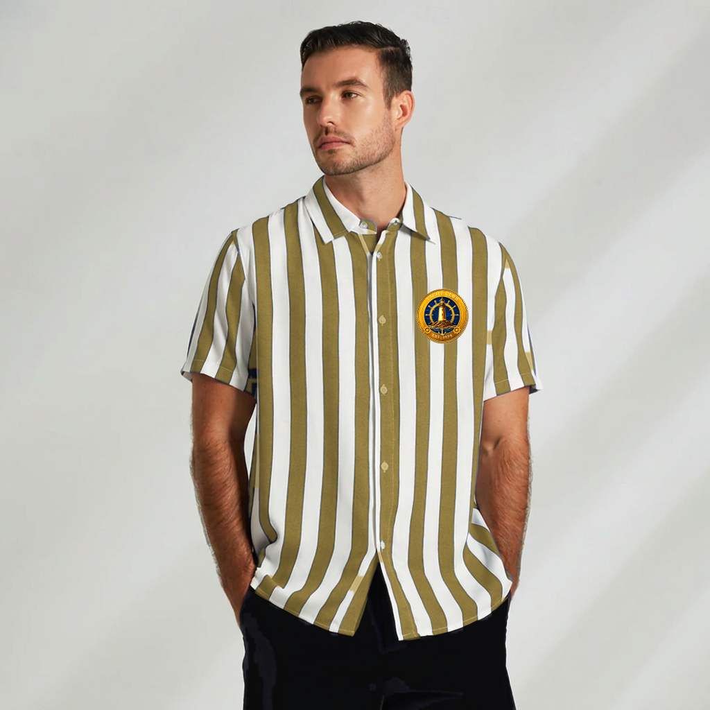 Yacht Club Men's Striped Short Sleeve Shirt – Gold