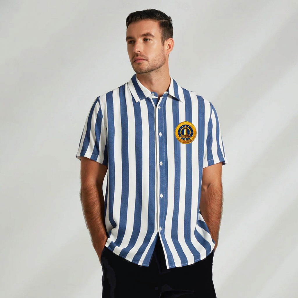 Yacht Club Men's Striped Short Sleeve Shirt – Navy & White