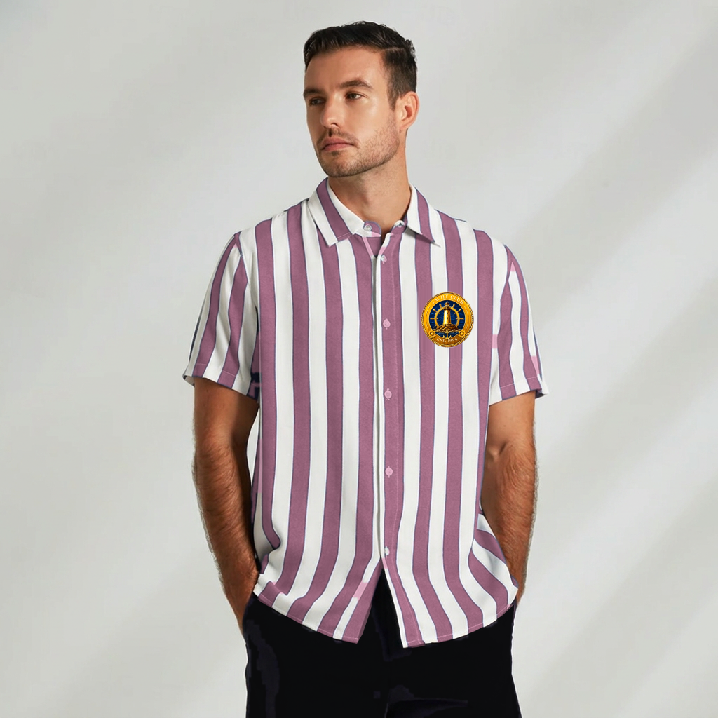Yacht Club Men's Striped Short Sleeve Shirt – Pink