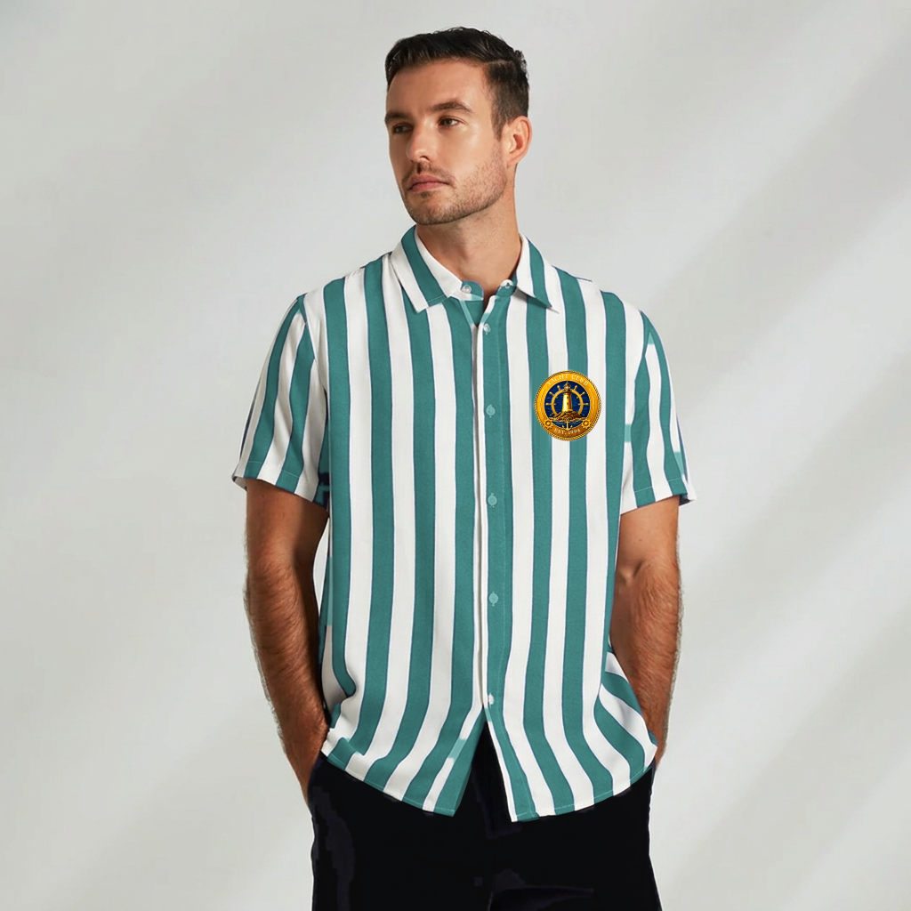 Yacht Club Men's Striped Short Sleeve Shirt – Turquoise