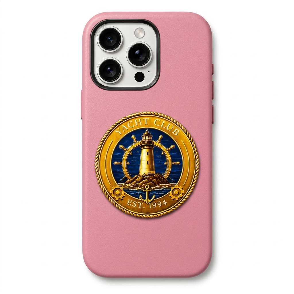 Yacht Club Phone Case Round Emblem – Pink